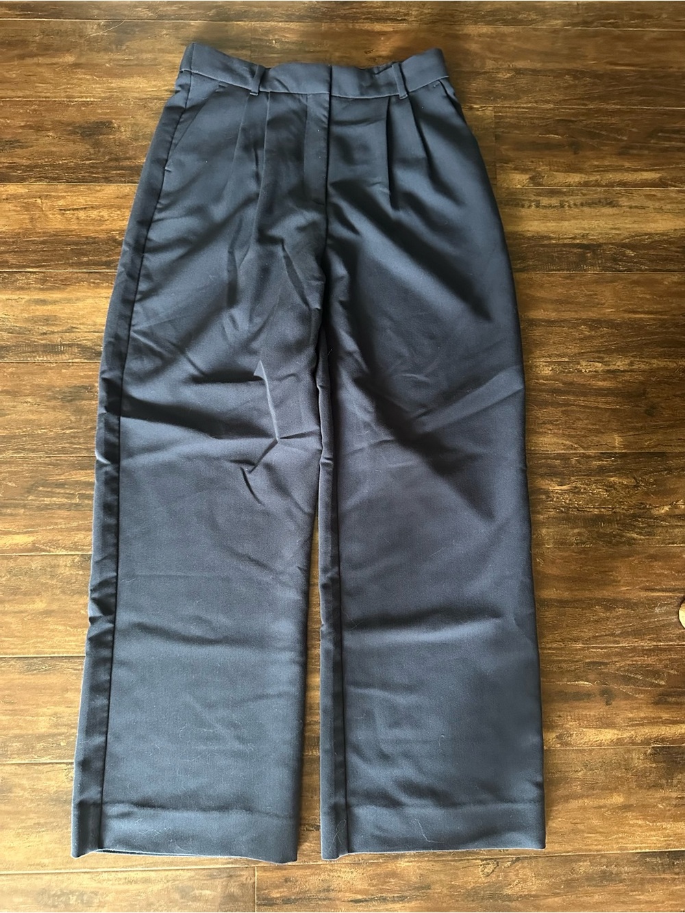 A&F Navy Wide-Leg Dress Pants